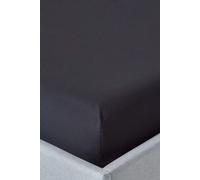 Homescapes Egyptian Cotton Fitted Sheet 12 inch 200 Thread Count in Black | Size: Single Fitted Homescapes Black Single Fitted