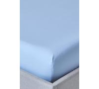 HOMESCAPES Light Blue Deep Fitted Sheet (12”) Double 200 TC 400 Thread Count Equivalent Pure Egyptian Cotton Bed Sheet with Fully Elasticated Skirt