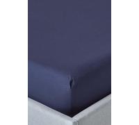 HOMESCAPES Navy Blue Deep Fitted Sheet (12”) Small Double 200 TC 400 Thread Count Equivalent Pure Egyptian Cotton Bed Sheet with Fully Elasticated Skirt