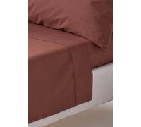HOMESCAPES Crisp & Cool 200 TC Egyptian Cotton Percale Flat Sheet - Chocolate - Double