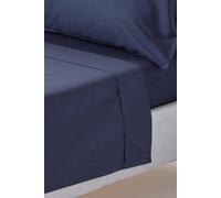 HOMESCAPES Navy Blue Pure Egyptian Cotton Flat Sheet King 200 TC 400 Thread Count Equivalent Bed Sheet