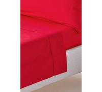 HOMESCAPES Red Pure Egyptian Cotton Flat Sheet Super King 200 TC 400 Thread Count Equivalent Bed Sheet