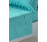 HOMESCAPES Teal Pure Egyptian Cotton Flat Sheet Double 200 TC 400 Thread Count Equivalent Bed Sheet
