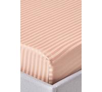Homescapes Egyptian Cotton Satin Stripe Fitted Sheet 12 Inch 330 Thread Count In Beige Beige Small Double Fitted