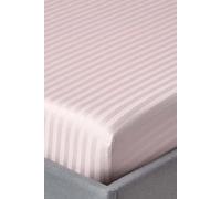 HOMESCAPES Silky 330 TC Egyptian Cotton Satin Stripe Fitted Sheet - 30 cm Deep - Dusky Pink Violet - Super King