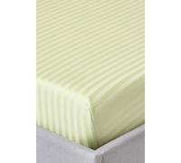 Homescapes Egyptian Cotton Satin Stripe Fitted Sheet 12 inch 330 Thread Count in Green | Size: Single Fitted Homescapes Green Single Fitted