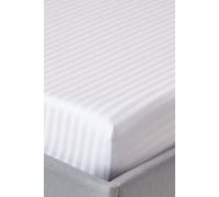 HOMESCAPES White Deep Fitted Sheet (12”) Super King 330 TC 500 Thread Count Equivalent Satin Stripe Pure Egyptian Cotton Bed Sheet with Fully Elasticated Skirt