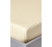 Egyptian Cotton Satin Stripe Fitted Sheet 12 inch 330 Thread Count Homescapes Yellow King Fitted