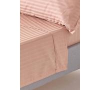 HOMESCAPES Taupe Brown Pure Egyptian Cotton Flat Sheet Super King 330 TC 500 Thread Count Equivalent Satin Stripe Bed Sheet