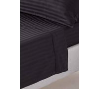 HOMESCAPES Black Pure Egyptian Cotton Flat Sheet King 330 TC 500 Thread Count Equivalent Satin Stripe Bed Sheet