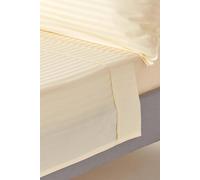 Egyptian Cotton Satin Stripe Flat Sheet 330 Thread Count Homescapes Bright Yellow Single Flat
