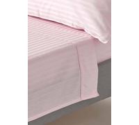 HOMESCAPES Dusky Pink Pure Egyptian Cotton Flat Sheet Double 330 TC 500 Thread Count Equivalent Satin Stripe Bed Sheet