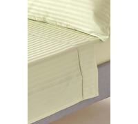 Homescapes Egyptian Cotton Satin Stripe Flat Sheet 330 Thread Count in Green | Size: Super King Flat Homescapes Green Super King Flat