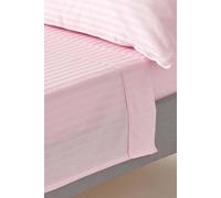 HOMESCAPES Pink Pure Egyptian Cotton Flat Sheet Double 330 TC 500 Thread Count Equivalent Satin Stripe Bed Sheet