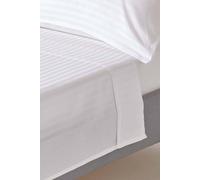 HOMESCAPES White Pure Egyptian Cotton Flat Sheet King 330 TC 500 Thread Count Equivalent Satin Stripe Bed Sheet