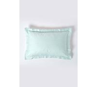 HOMESCAPES Silky 330 TC Egyptian Cotton Satin Stripe Oxford Pillowcase, Standard Size - Blue