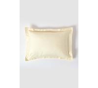 HOMESCAPES Pastel Yellow Pure Egyptian Cotton Oxford Pillowcase Standard Size 330 TC 500 Thread Count Percale Equivalent Satin Stripe Pillow Case
