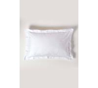 HOMESCAPES White Pure Egyptian Cotton Oxford Pillowcase Standard Size 330 TC 500 Thread Count Percale Equivalent Satin Stripe Pillow Case