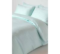 HOMESCAPES Silky 330 TC Egyptian Cotton Satin Stripe Duvet Cover Set - Blue - Super King