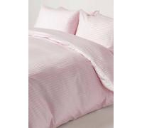 HOMESCAPES Silky 330 TC Egyptian Cotton Satin Stripe Duvet Cover Set - Dusky Pink - Super King