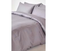 HOMESCAPES Grey Pure Egyptian Cotton Duvet Cover Set Double 330 TC 500 Thread Count Equivalent Satin Stripe Quilt Cover 2 Pillowcases Included Bedding Set