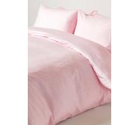 HOMESCAPES Silky 330 TC Egyptian Cotton Satin Stripe Duvet Cover Set - Pink - Double