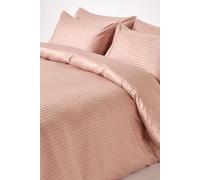 Egyptian Cotton Stripe Duvet Cover and Pillowcase 330 TC Homescapes Taupe Double