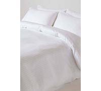 HOMESCAPES White Pure Egyptian Cotton Duvet Cover Set Double 330 TC 500 Thread Count Equivalent Satin Stripe Quilt Cover Pillowcase 2 Pillowcases Included Bedding Set