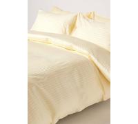HOMESCAPES Pastel Yellow Pure Egyptian Cotton Duvet Cover Set Double 330 TC 500 Thread Count Equivalent Satin Stripe Quilt Cover 2 Pillowcases Included Bedding Set