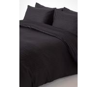 HOMESCAPES Silky 330 TC Egyptian Cotton Satin Stripe Duvet Cover Set - Black - Super King