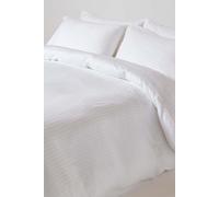 HOMESCAPES White Pure Egyptian Cotton Duvet Cover Set Double 330 TC 500 Thread Count Equivalent Satin Stripe Quilt Cover Pillowcase 2 Pillowcases Included Bedding Set