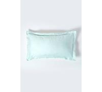 HOMESCAPES Blue Pure Egyptian Cotton King Size Oxford Pillowcase 330 TC 500 Thread Count Percale Equivalent Satin Stripe Pillow Case