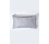 HOMESCAPES Grey Pure Egyptian Cotton King Size Oxford Pillowcase 330 TC 500 Thread Count Percale Equivalent Satin Stripe Pillow Case