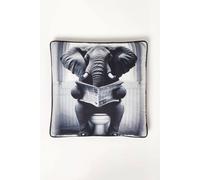 Homescapes Elephant Animal Print Cushion 45 X 45 Cm Black White Novelty Black
