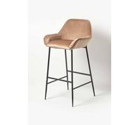 Homescapes Eton Velvet Bar Stool Luxury Upholstered Seat With Arm & Backrest In Beige Beige One Size