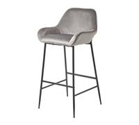 Homescapes Eton Velvet Bar Stool Silver Grey