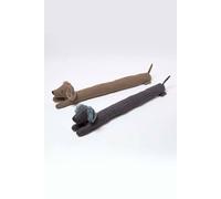 Homescapes Fabric Dog Draft Stopper, Set Of 2 Dachshund Door Draft Stoppers In Brown Brown One Size