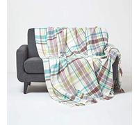 Tartan 100% Cotton Falun Throw Homescapes Green 255cm x 360cm