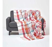 Tartan 100% Cotton Falun Throw Homescapes Red 255cm x 360cm