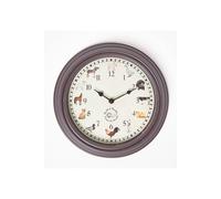 HOMESCAPES Animal Song Wall Clock with 12 Animal Sounds on the Hour Wooden Quartz Wall Clock for Kitchen or Dining Room