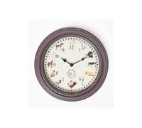 HOMESCAPES Animal Song Wall Clock with 12 Animal Sounds on the Hour Wooden Quartz Wall Clock for Kitchen or Dining Room