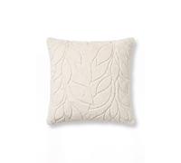 Homescapes Faux Fur Embossed Botanical Leaves Cushion With Cover In Beige Beige