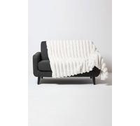 Homescapes Faux Fur Ribbed Throw, 130 X 160Cm In Cream Cream