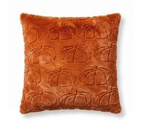 Homescapes Faux Fur Textured Pumpkin Cushion With Cover, Burnt Orange