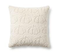 Homescapes Faux Fur Textured Pumpkin Cushion With Cover, Cream