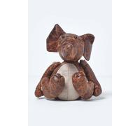 Homescapes Faux Leather Animal Elephant Door Stopper In Brown Brown