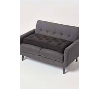 HOMESCAPES Black Faux Suede 2 Seater Booster Cushion Large Firm 100 cm Wide Seat Pad with Supportive 10 cm Thick Lift for Sofa or Bench Long Cushion for the Elderly, Post Surgery & Pregnancy