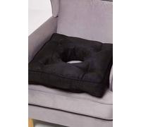 HOMESCAPES Ultimate Comfort Coccyx Cushion for Tailbone Pain Relief - Handmade Donut Pillow with Firm Support, Sciatica Relief, Hemorrhoid Cushion - Black Faux Suede Armchair Booster Cushion