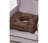 HOMESCAPES Ultimate Comfort Coccyx Cushion for Tailbone Pain Relief - Handmade Donut Pillow with Firm Support, Sciatica Relief, Hemorrhoid Cushion - Chocolate Faux Suede Armchair Booster Cushion