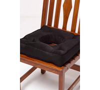 HOMESCAPES Ultimate Comfort Coccyx Cushion for Tailbone Pain Relief - Handmade Donut Pillow with Firm Support, Sciatica Relief, Hemorrhoid Cushion - Black Faux Suede Chair Cushions with Ties